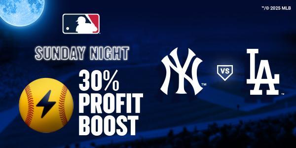 MLB Sunday Night 30% Live Profit Boost