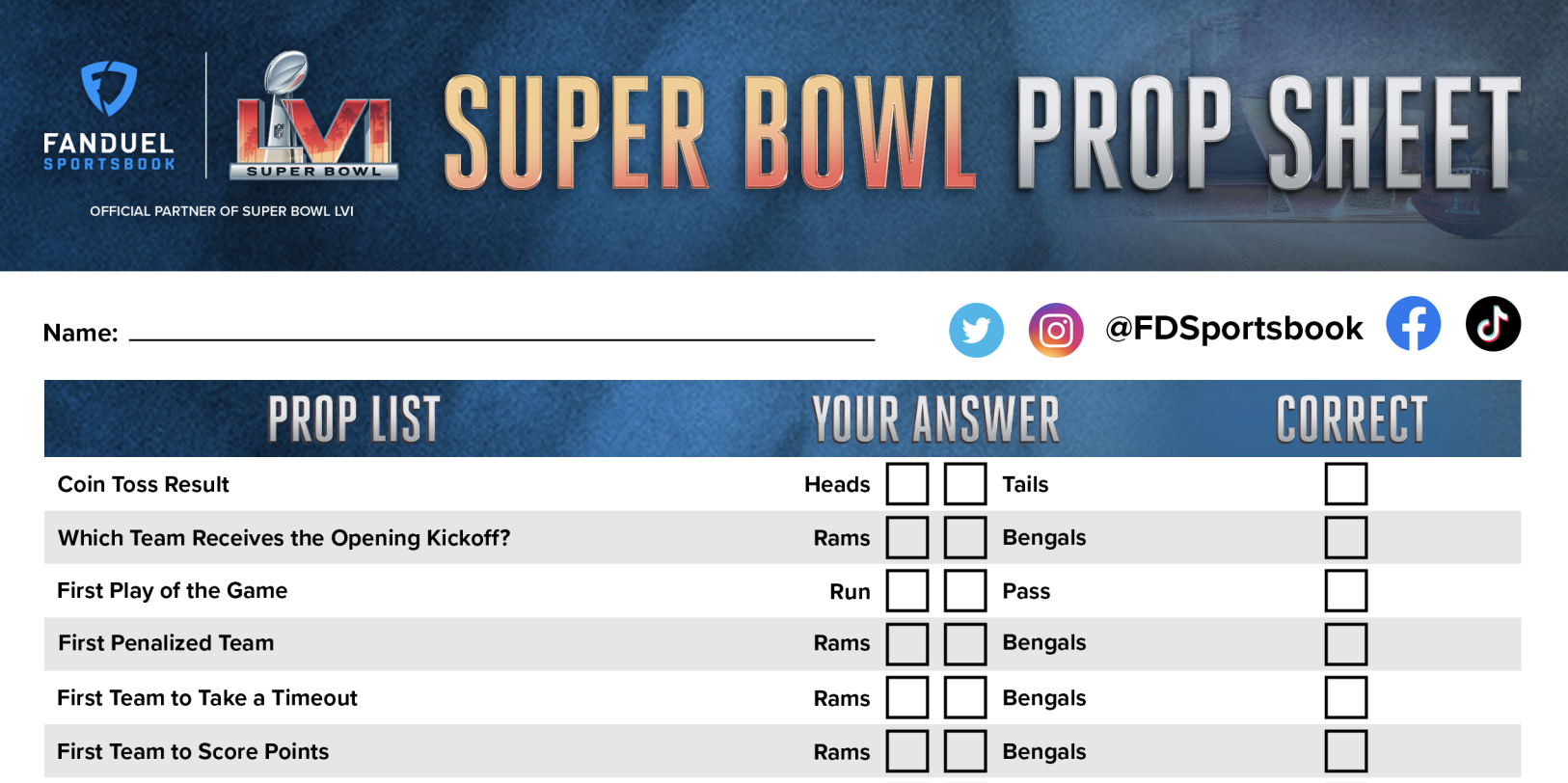 FanDuel Sportsbook Offering Super Bowl 56 Prop Betting Sheet for Your Super  Bowl Party