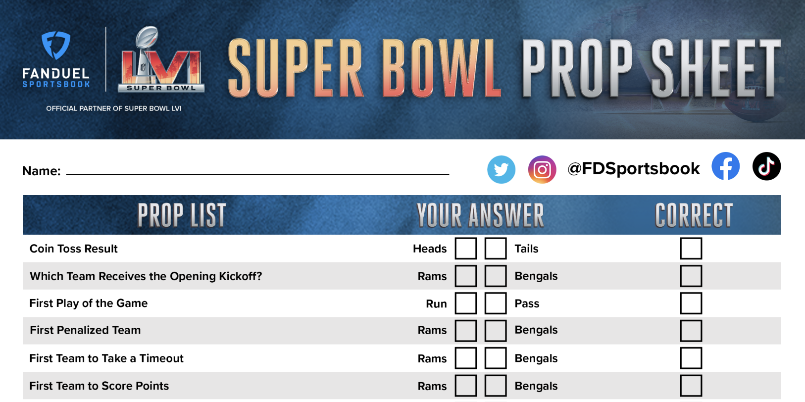 FanDuel Sportsbook Offering Super Bowl 56 Prop Betting Sheet for Your Super Bowl Party