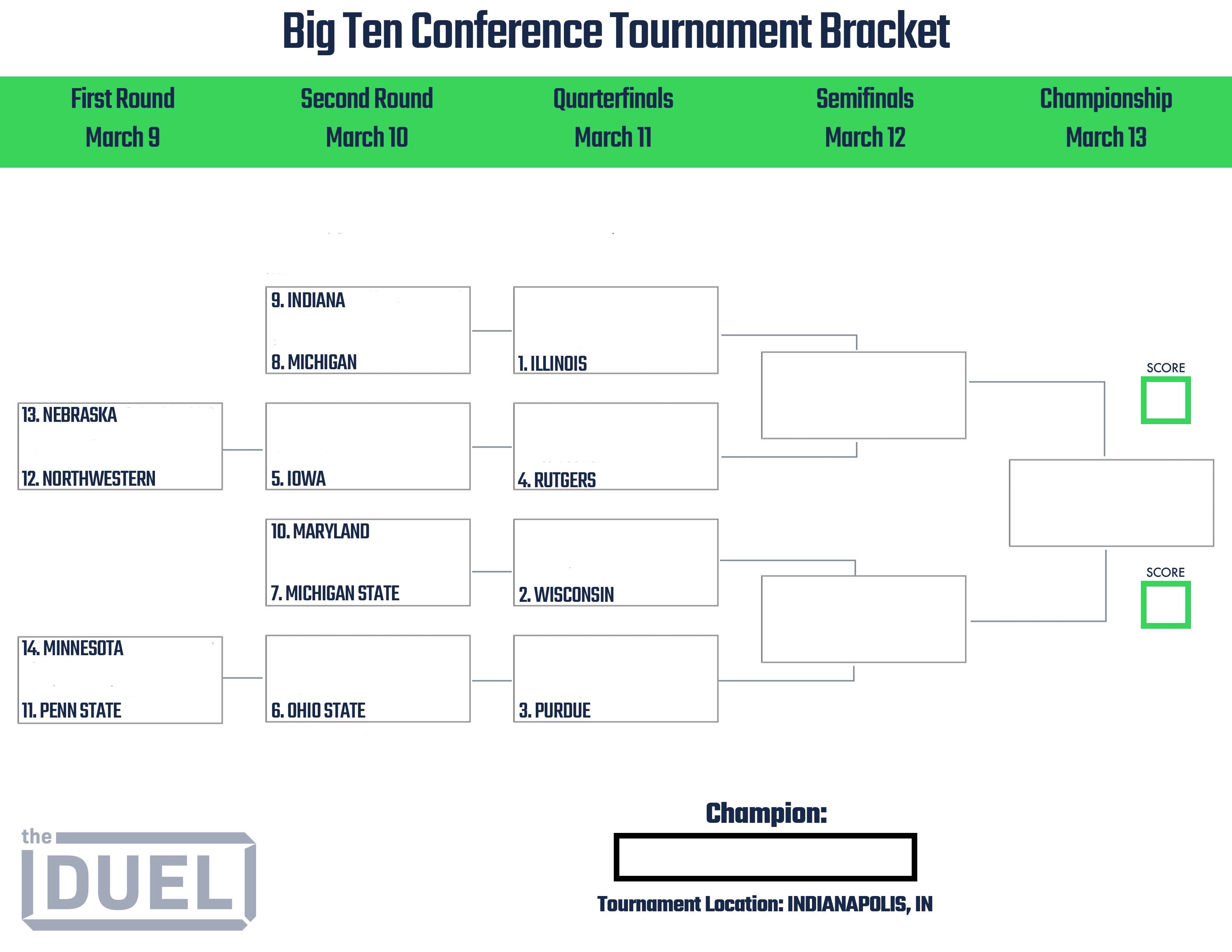 Big Ten Conference Basketball Tournament Printable Bracket 2022