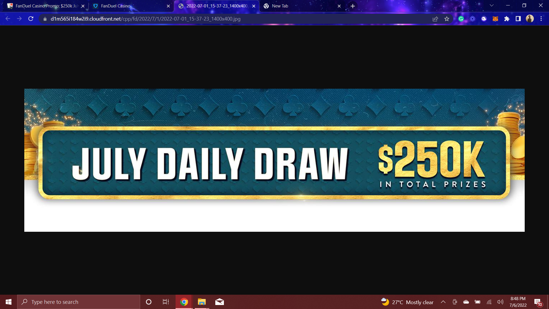 FanDuel Casino Promo: $250k July Daily Draw