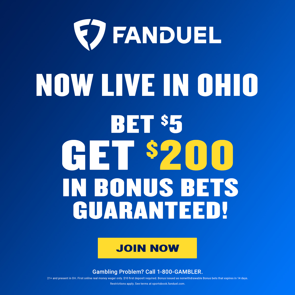 FanDuel Sportsbook Now Live in Ohio Bet $5, Get $200 in Bonus Bets Guaranteed