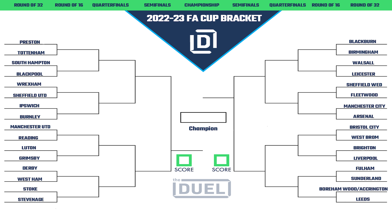 Emirates English FA Cup 2022-23 Round of 32 Printable Bracket