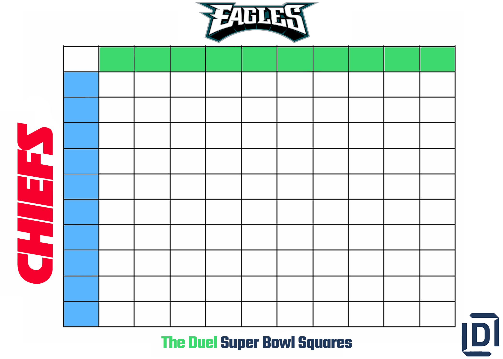Free Printable Super Bowl Squares Game 2023 for Chiefs vs Eagles