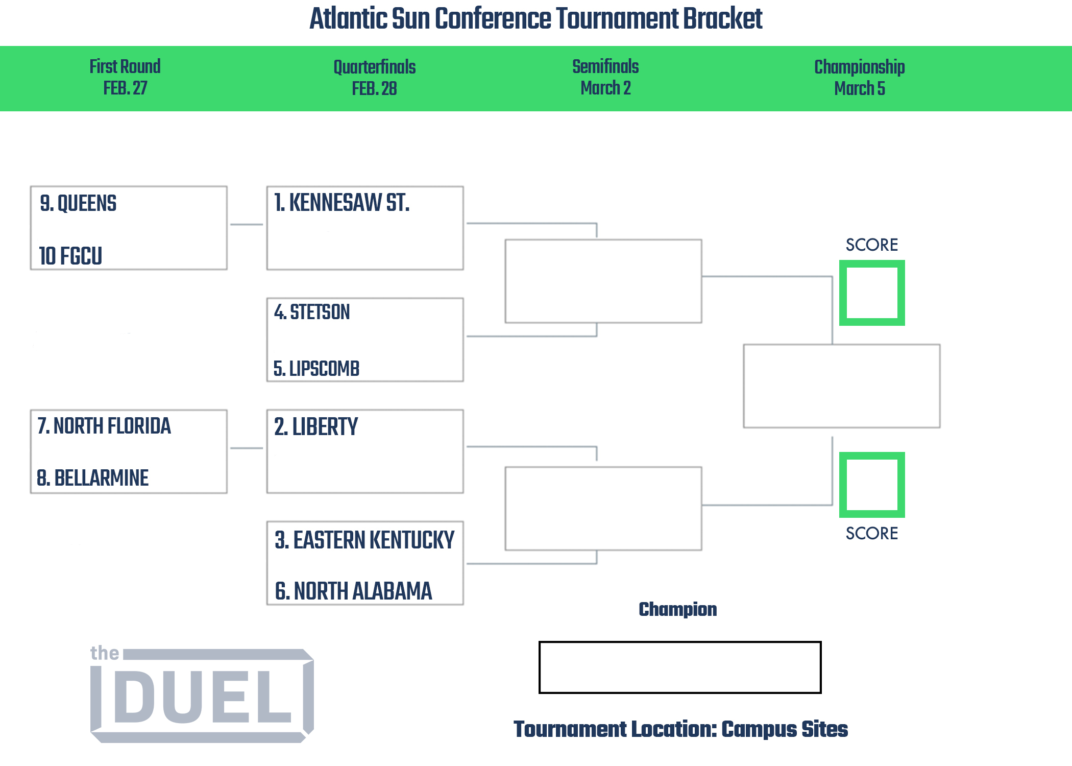 Printable ASUN Conference Tournament Bracket 2023