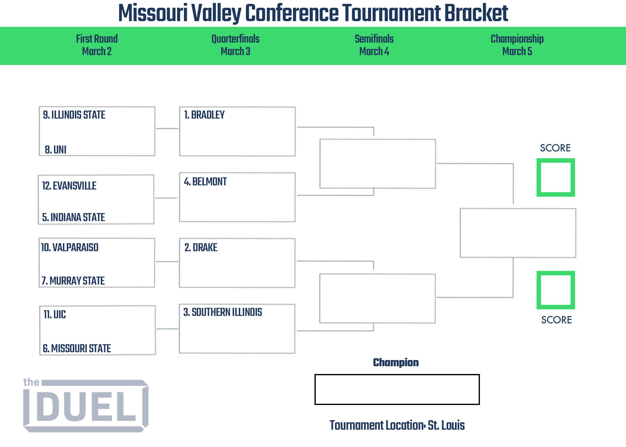 Printable Missouri Valley Conference Tournament Bracket 2023