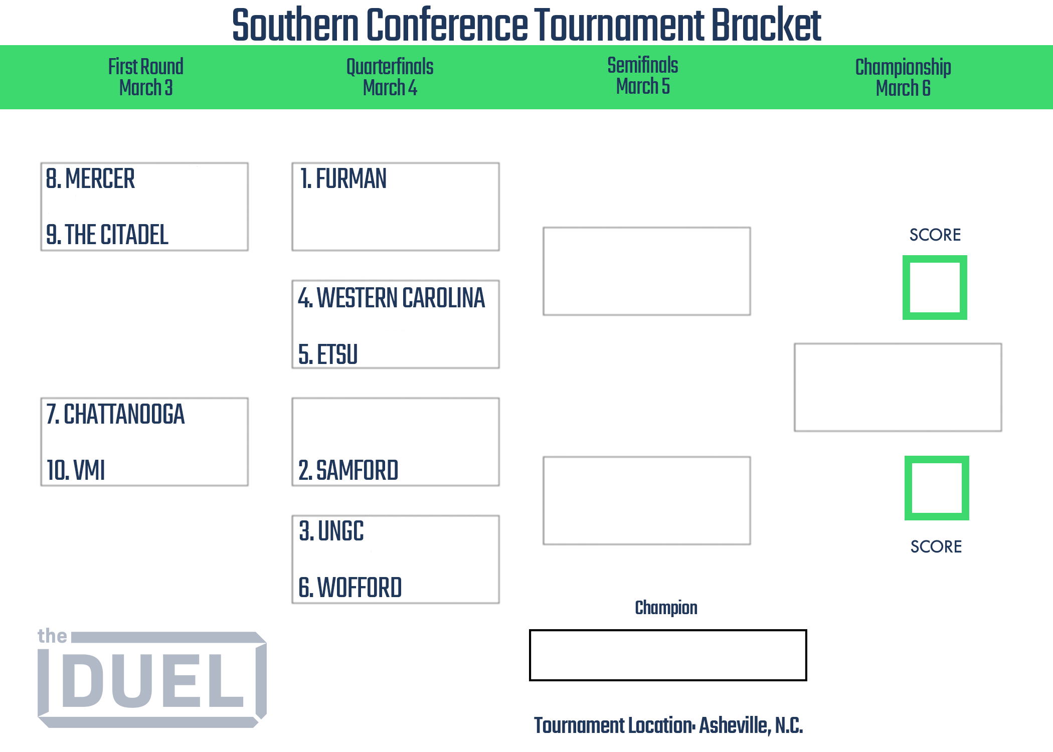 Southern Conference Basketball Tournament Printable Bracket 2023