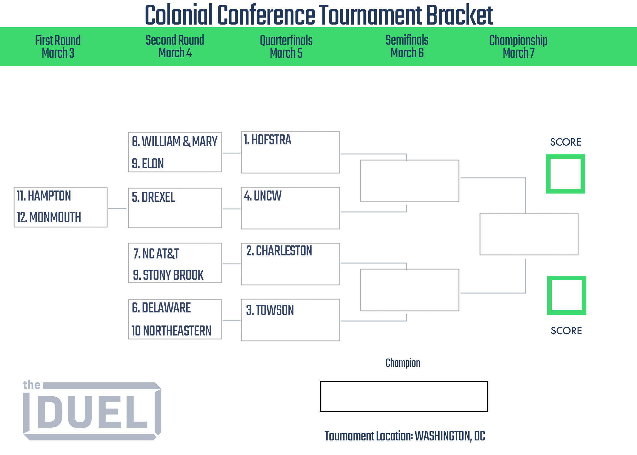 CAA Basketball Tournament Printable Bracket 2023