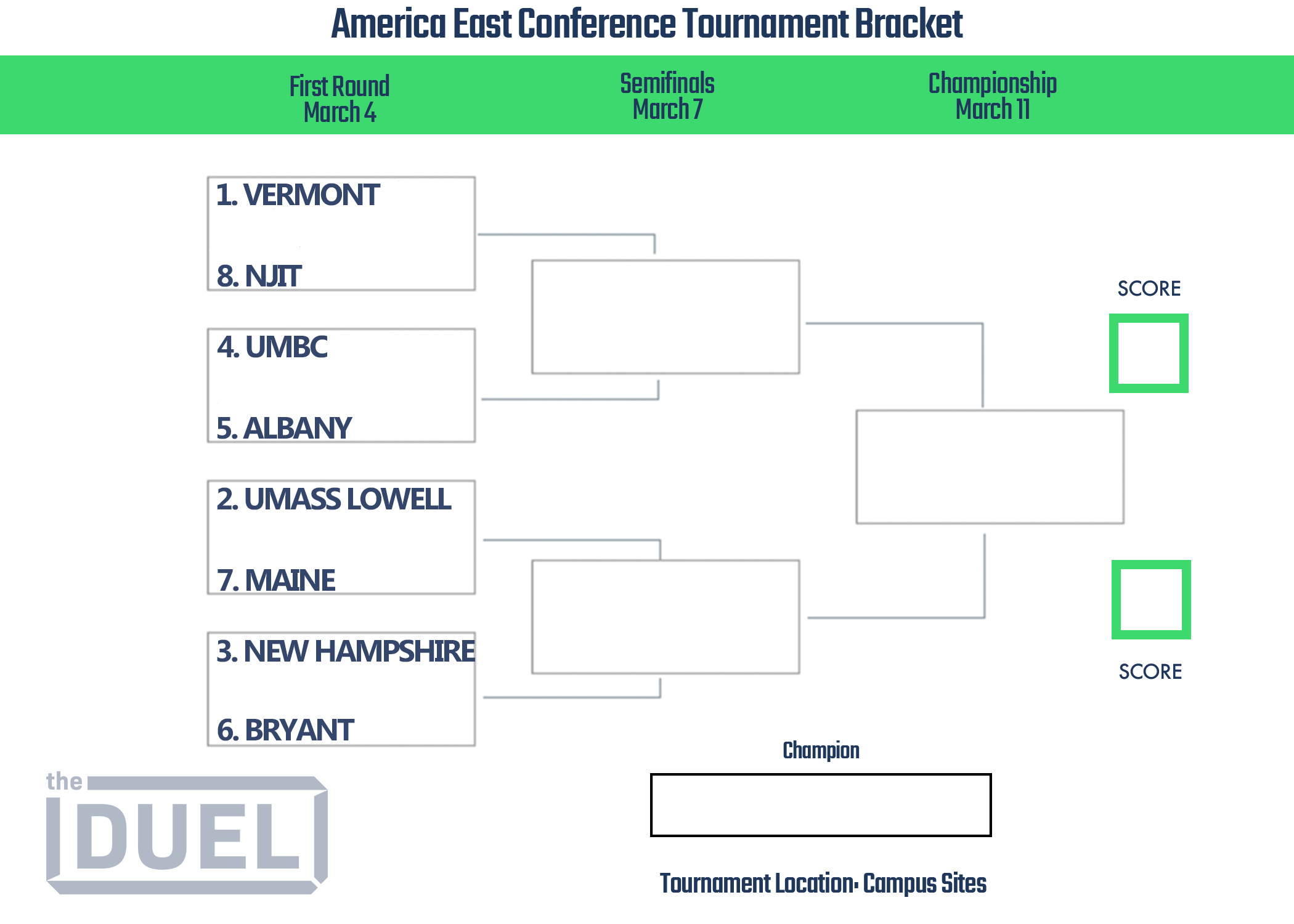 Printable America East Basketball Conference Tournament Bracket 2023