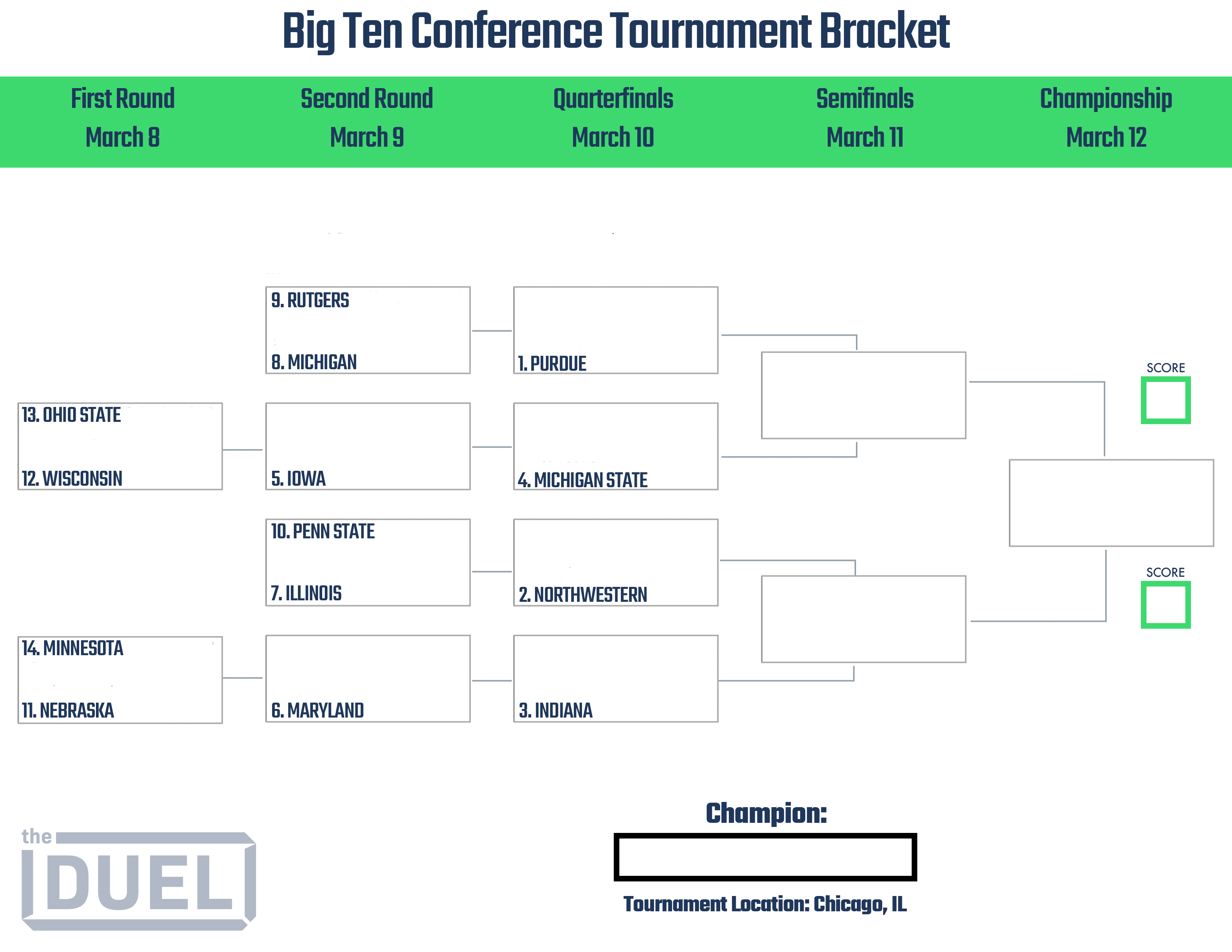 Big Ten Conference Basketball Tournament Printable Bracket 2023