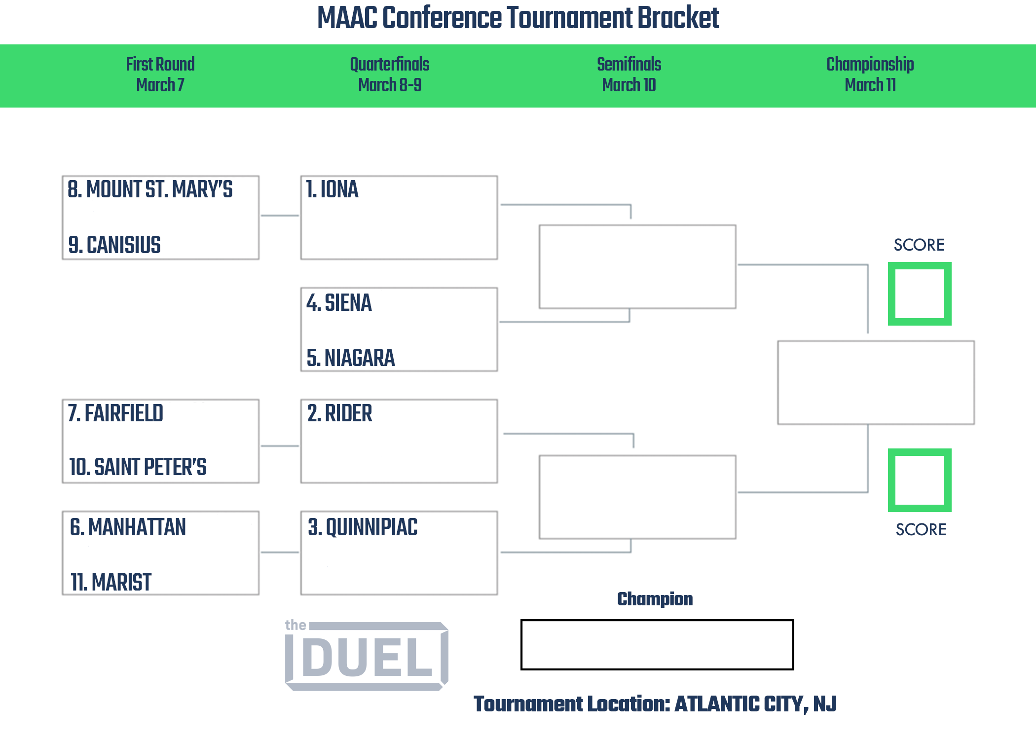 MAAC Conference Basketball Tournament Printable Bracket 2023