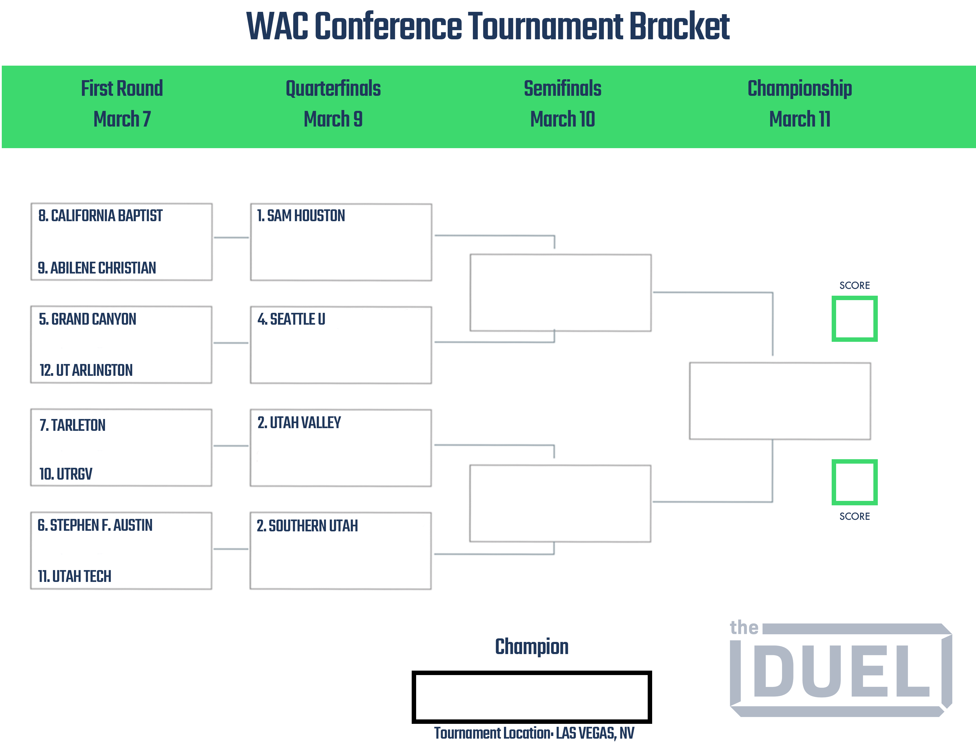 WAC Basketball Conference Tournament Printable Bracket 2023