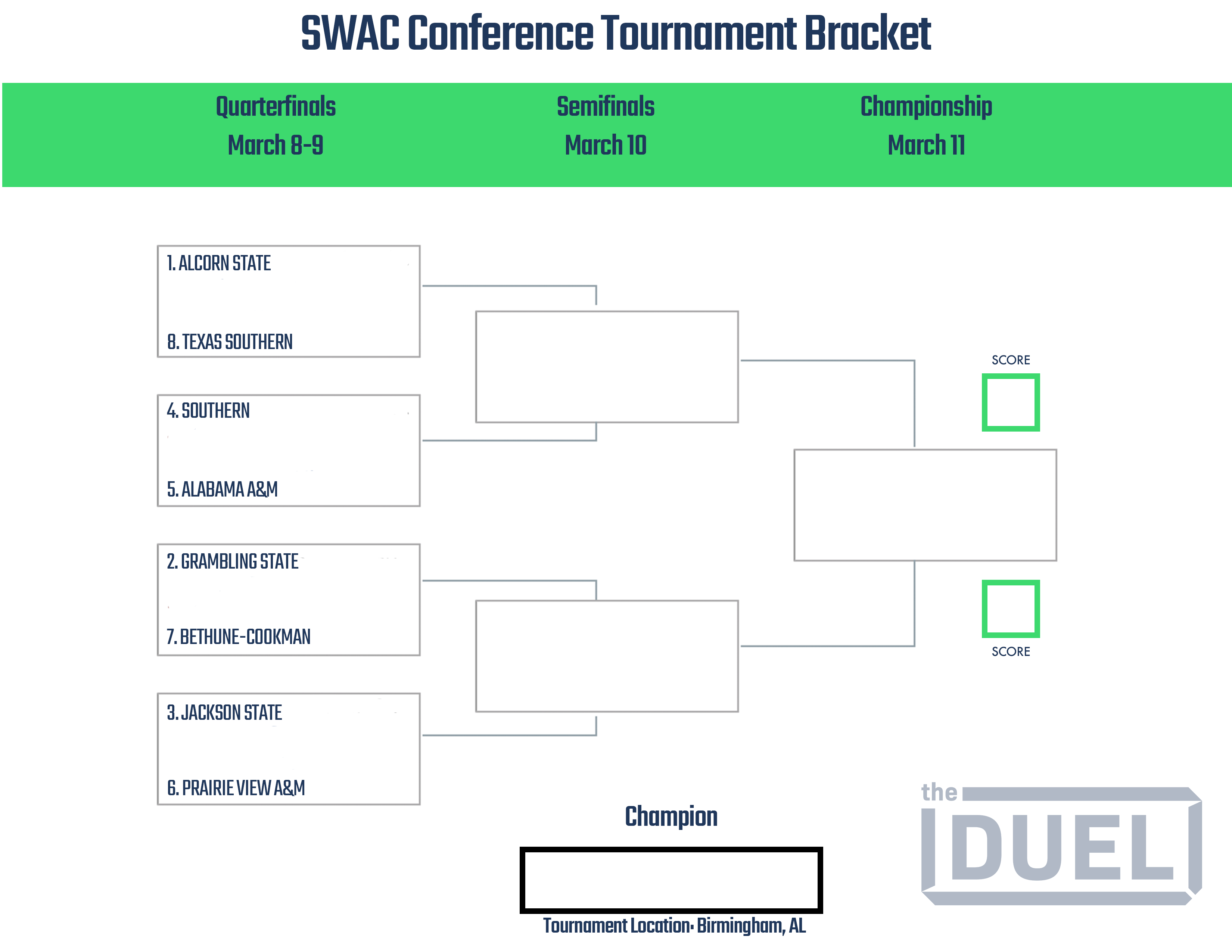 SWAC Basketball Conference Tournament Printable Bracket 2023