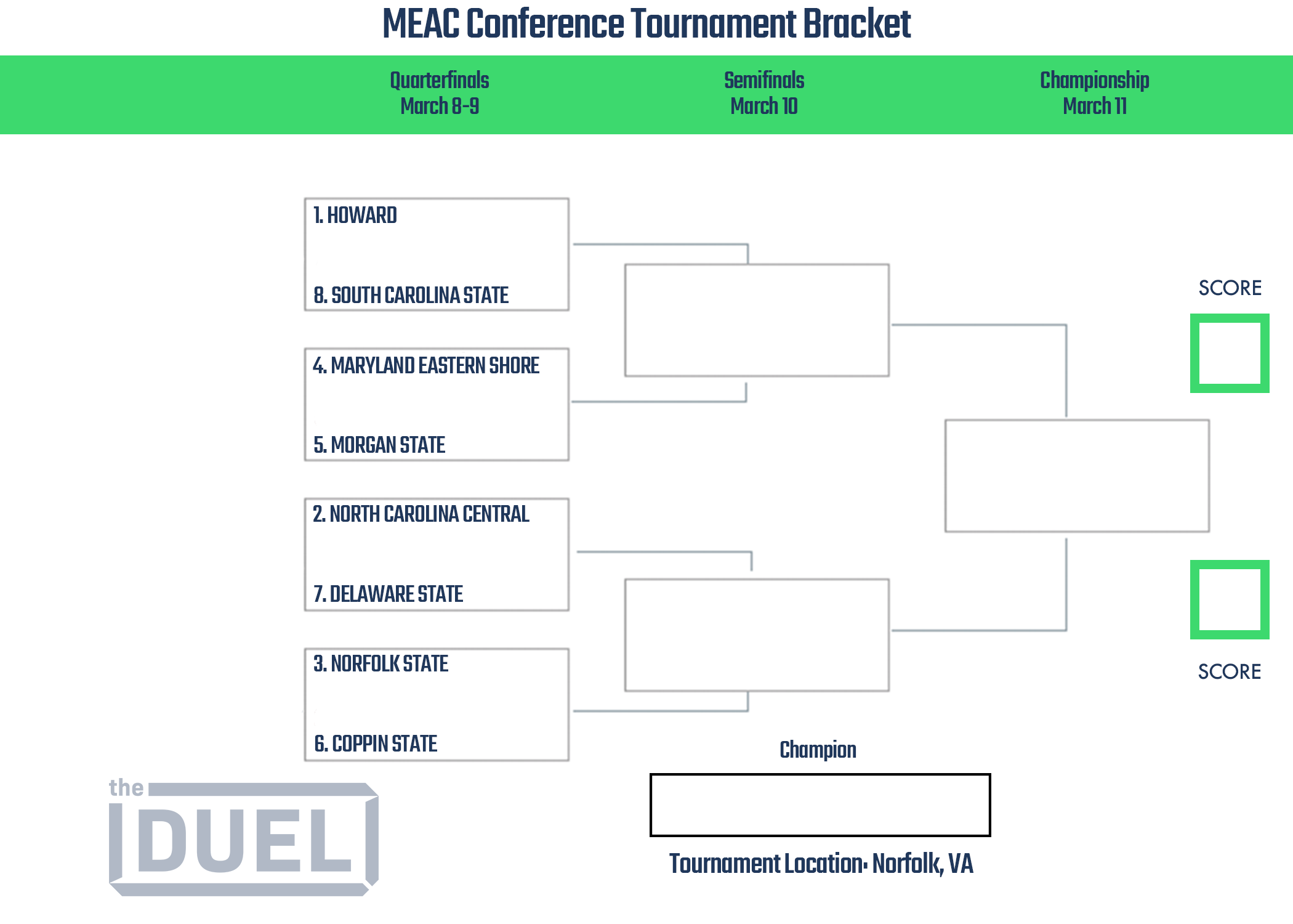 Printable MEAC Conference Tournament Bracket 2023