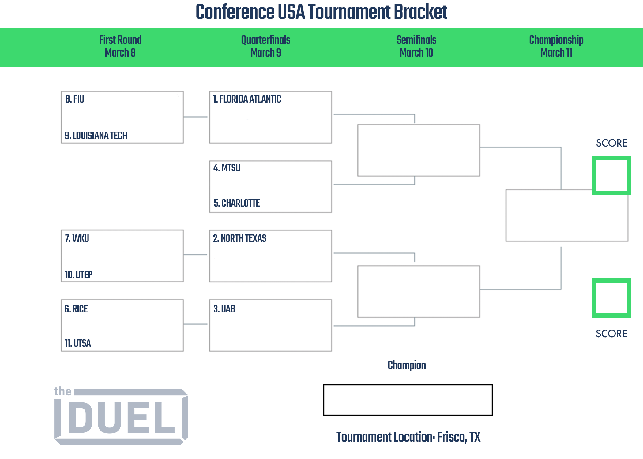 Conference USA Basketball Tournament Printable Bracket 2023