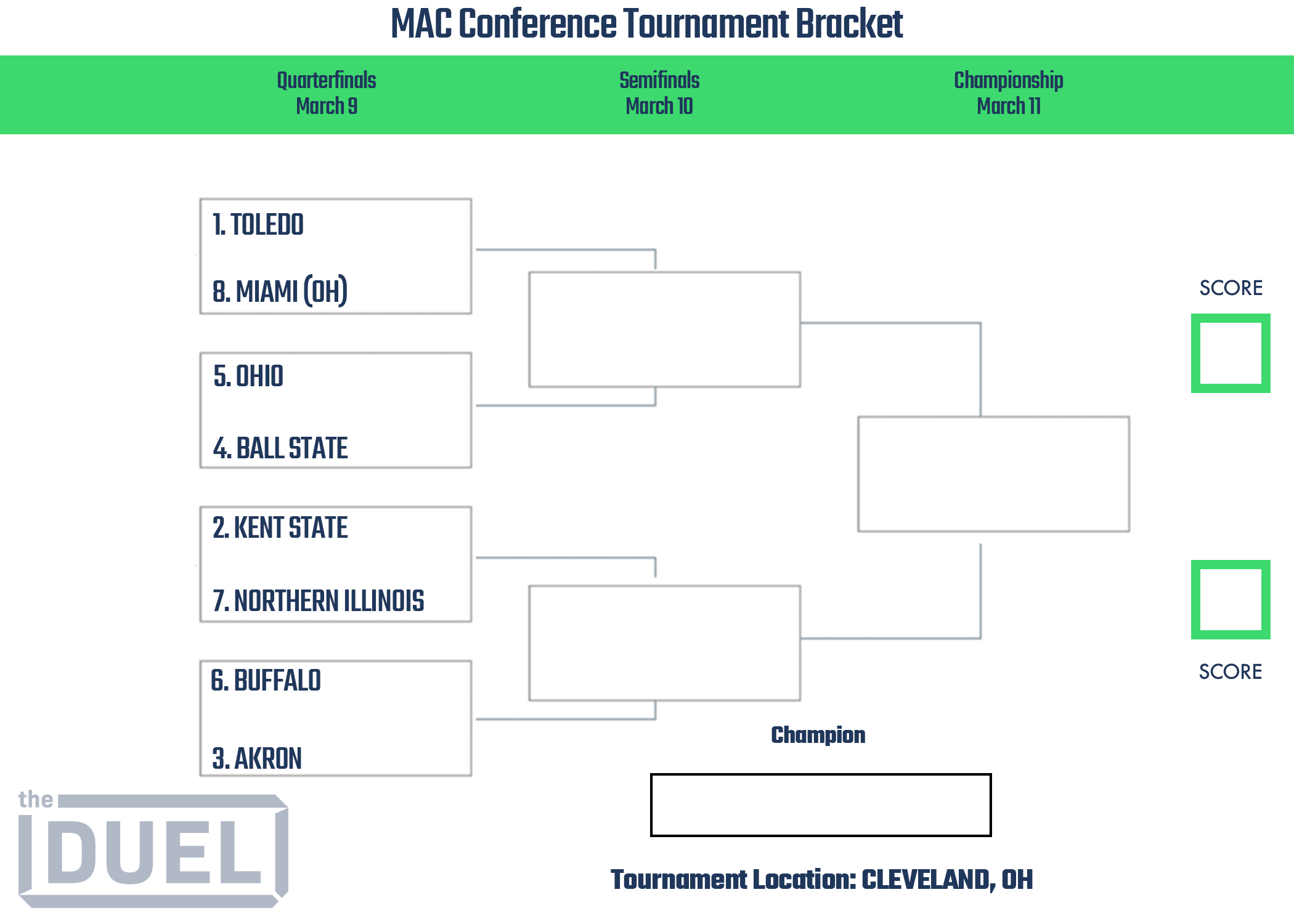 MAC Conference Basketball Tournament Printable Bracket 2023