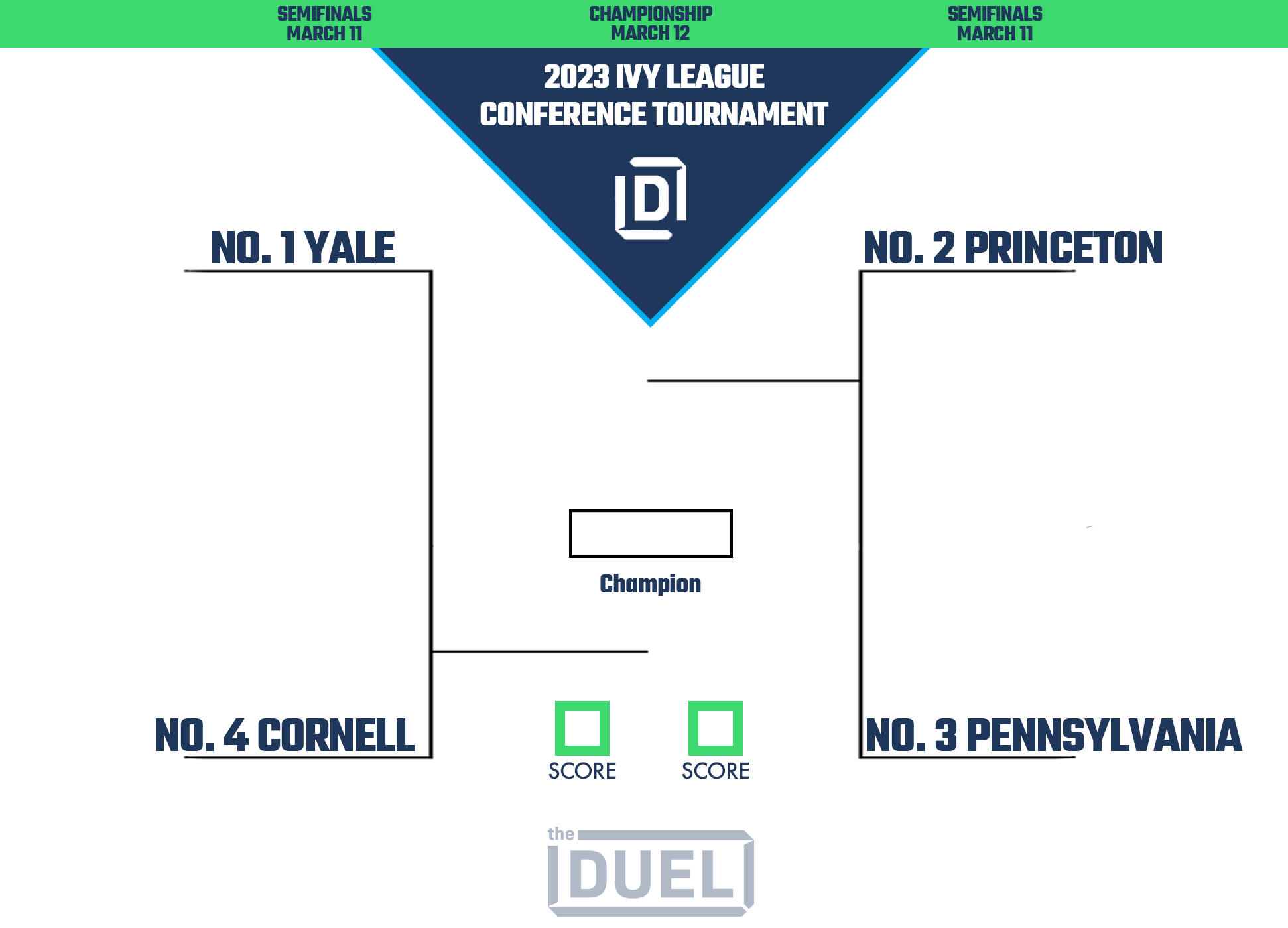 Ivy League Conference Basketball Tournament Printable Bracket 2023