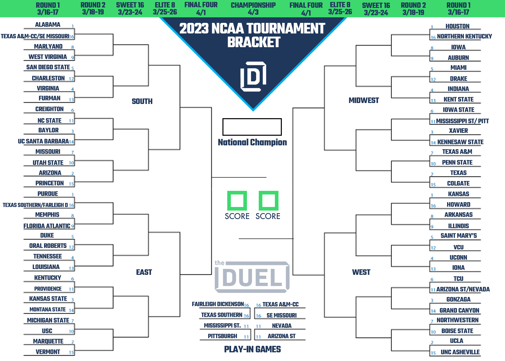 Printable 2023 March Madness Bracket