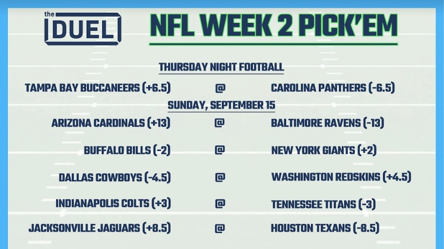 Printable NFL Weekly Pick 'Em Sheets for Week 2