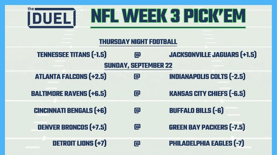 Printable NFL Weekly Pick 'Em Sheets for Week 3