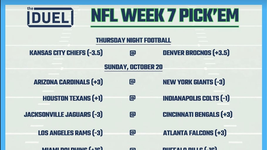 Printable NFL Weekly Pick 'Em Sheets for Week 7