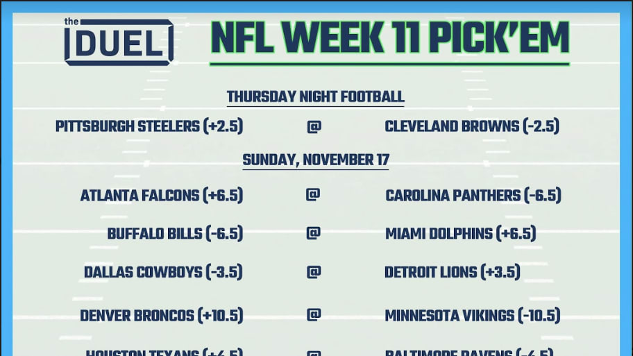 Printable NFL Weekly Pick 'Em Sheets for Week 11