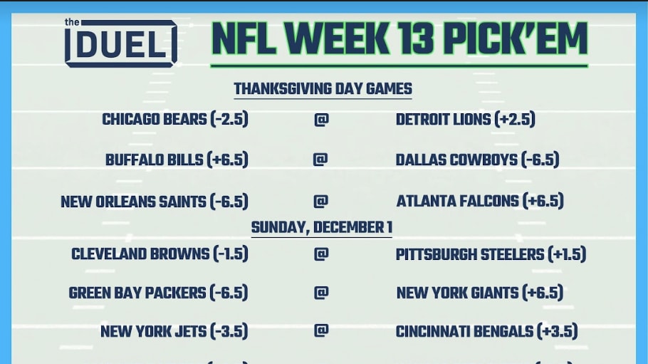 Printable NFL Weekly Pick 'Em Sheets for Week 13