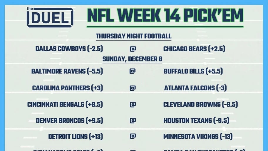 Printable NFL Weekly Pick 'Em Sheets for Week 14 FanDuel Research