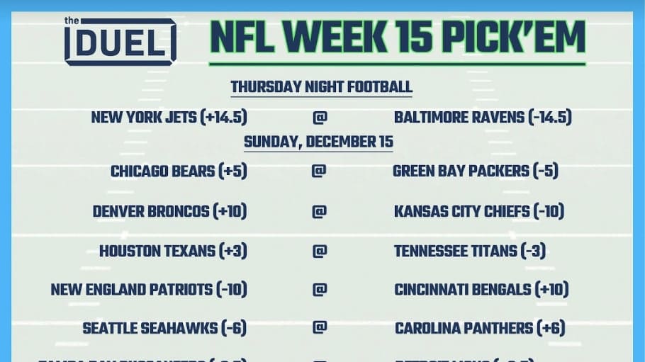 Week 15 NFL Schedule, Odds & Matchups (2022)