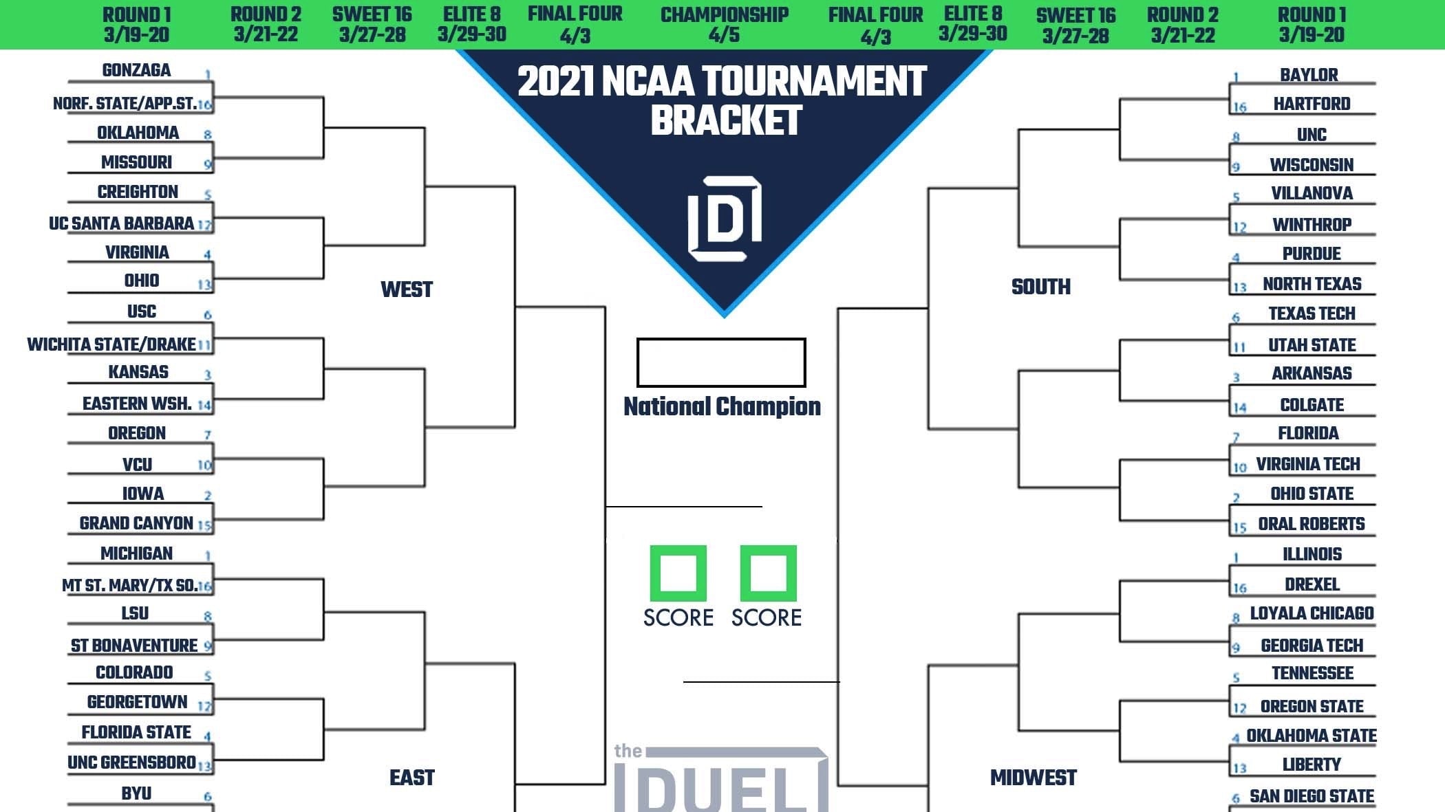 Printable 2021 March Madness Bracket