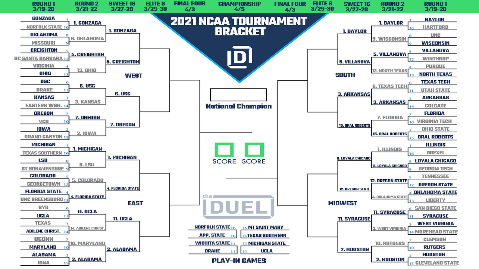 Updated March Madness Bracket for Sweet 16 Printable NCAA Tournament